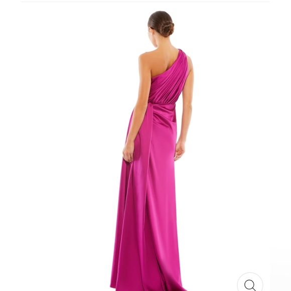 IEEMA for Mac Duggal one shoulder Satin Faux Wrap Gown Raspberry Size 2 New NWT - Picture 4 of 4